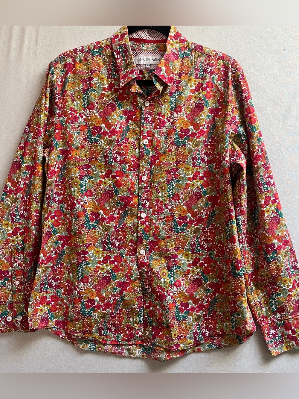 John Lennon Cotton Floral Long Sleeve Button Up Shirt Medium